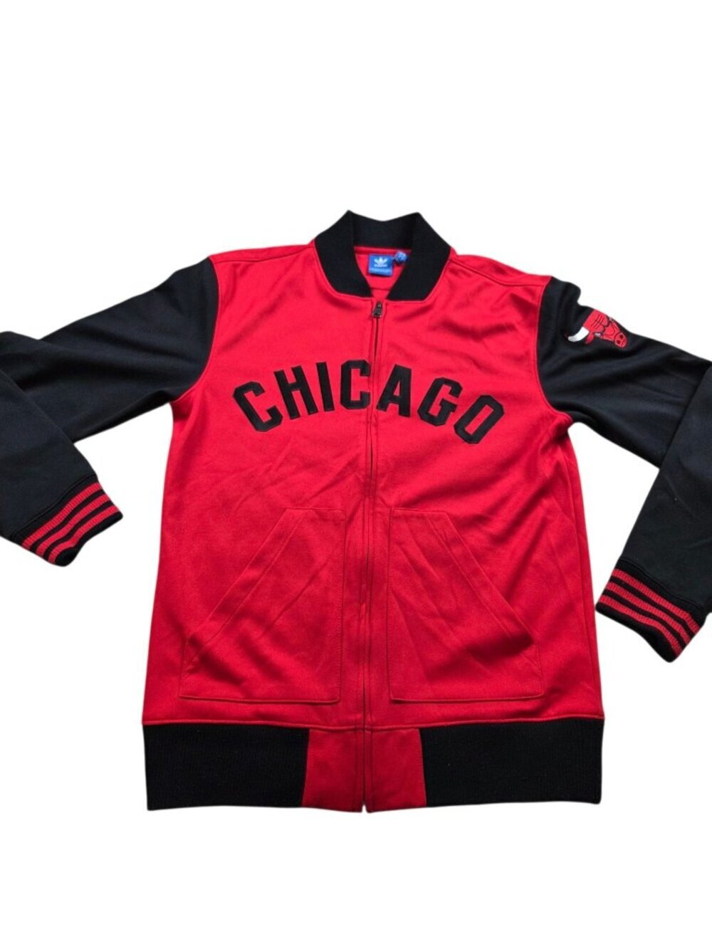 Chicago Bulls Adidas Jacket Mens Small Red Black Track Full Zip